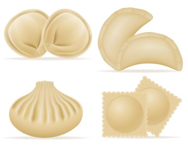 dumplings of dough with a filling set icons vector illustration clipart