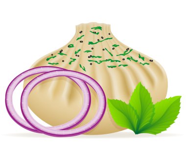 köfte bir dolgu ve yeşillik vektör hasta ile hamur khinkali