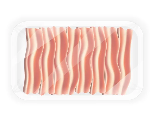 Bacon fatiado na ilustração vetorial do pacote — Vetor de Stock