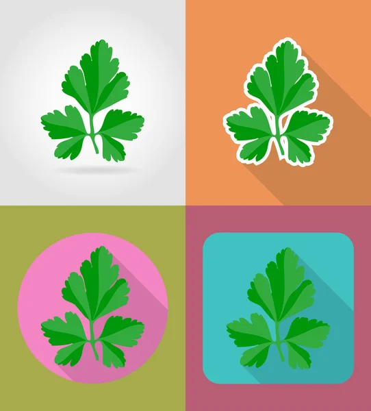 Persilja vegetabilisk platt ikoner med skugga vektor illustration — Stock vektor