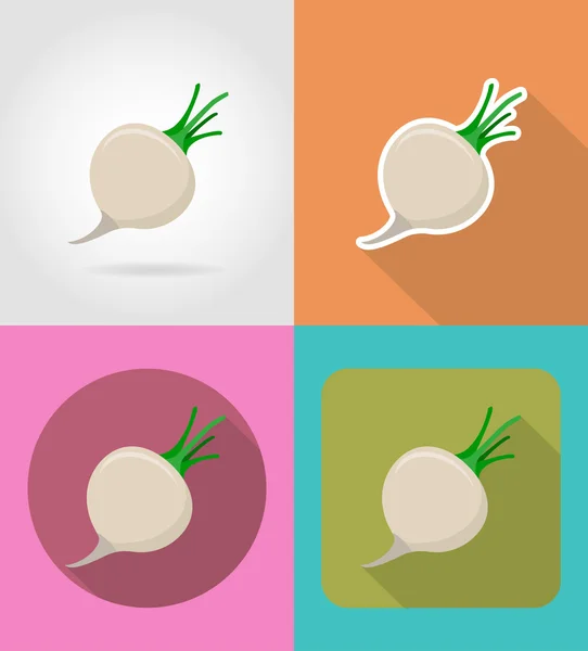 Rovor vegetabiliska platt ikoner med skugga vektor illustration — Stock vektor