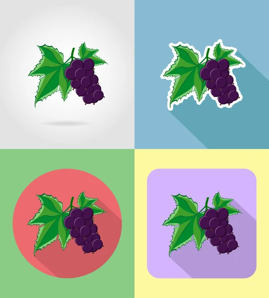 Bessen vruchten platte set pictogrammen met de schaduw vector illustratio — Stockvector