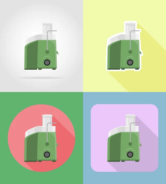 Exprimidor electrodomésticos para cocina iconos planos vector illust — Vector de stock