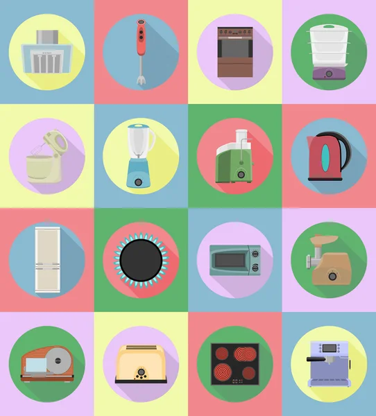 Electrodomésticos para cocina iconos planos vector ilustración — Archivo Imágenes Vectoriales