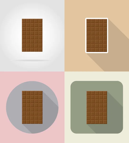 Csokit élelmiszer és objektumok lapos ikonok vektoros illusztráció — Stock Vector