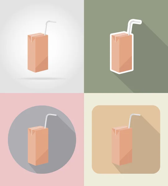 Saftverpackung Getränk und Objekte flache Symbole Vektor Illustration — Stockvektor