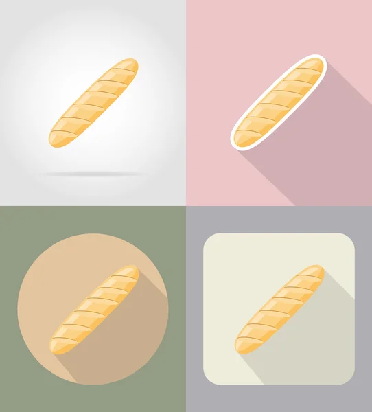 Pão pão pão alimentos e objetos ícones planos vetor ilustração — Vetor de Stock