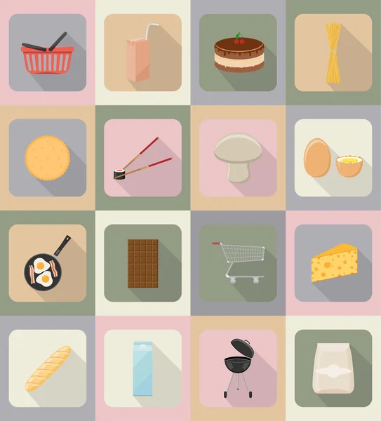 Comida y objetos iconos planos vector ilustración — Archivo Imágenes Vectoriales