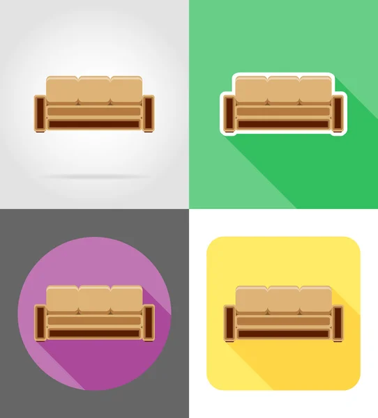 Sofamöbel Set flache Icons Vektor Illustration — Stockvektor