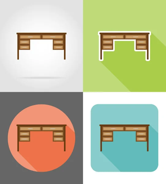 Muebles de mesa conjunto iconos planos vector ilustración — Archivo Imágenes Vectoriales