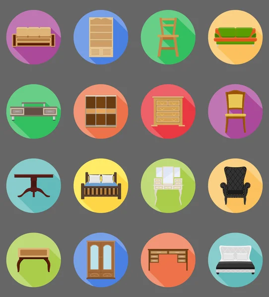 Furniture set flat icons vector illustration — Stock Vector