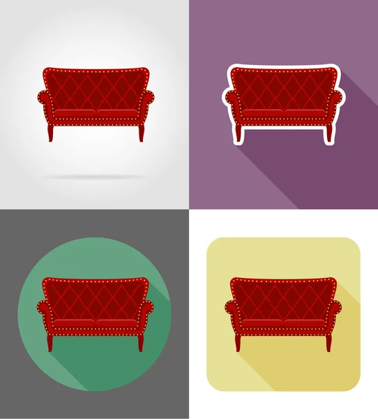 Sofamöbel Set flache Icons Vektor Illustration — Stockvektor