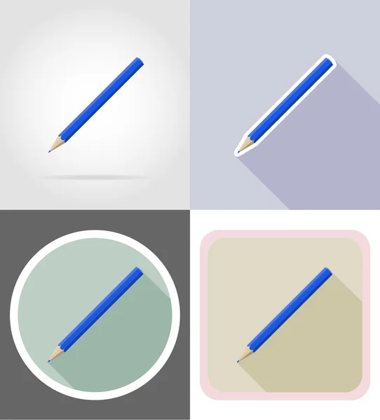 Pencil stationery equipment set flat icons vector illustration — Stock Vector