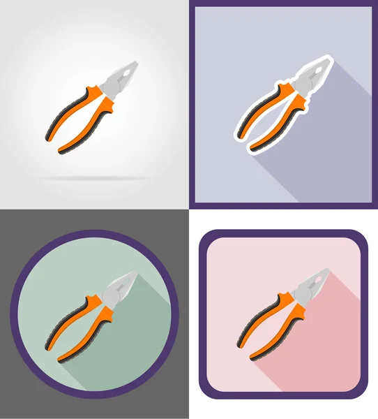 Pliers repair and building tools flat icons vector illustration — Stock Vector