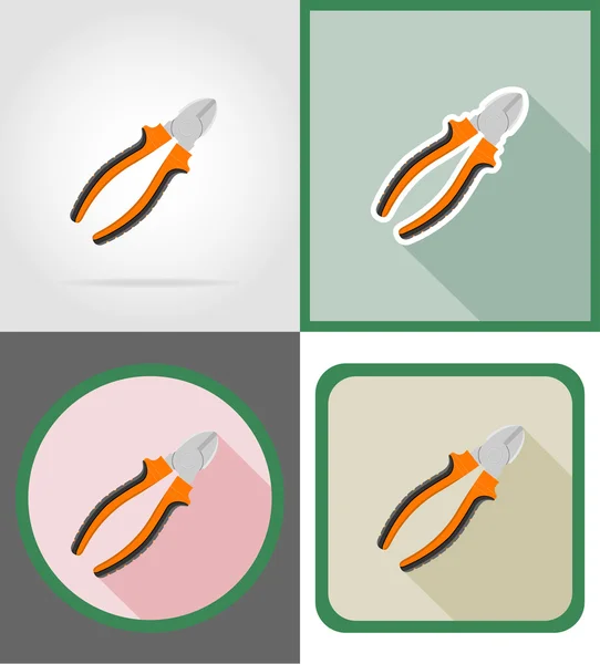 Pinces réparation et outils de construction icônes plates illustration vectorielle — Image vectorielle