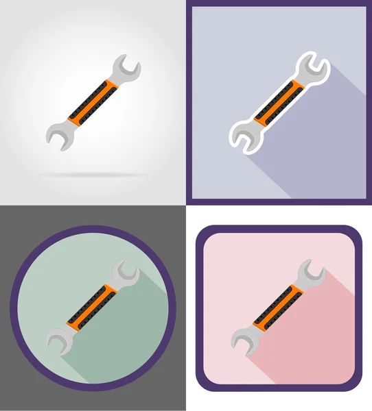 Wrench repair and building tools flat icons vector illustration — Stock Vector