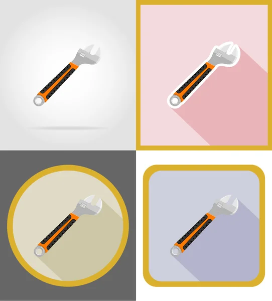 Wrench repair and building tools flat icons vector illustration — Stock Vector