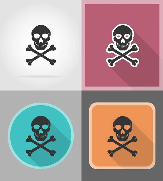 Pirate skull and crossbones flat icons vector illustration — Stock Vector