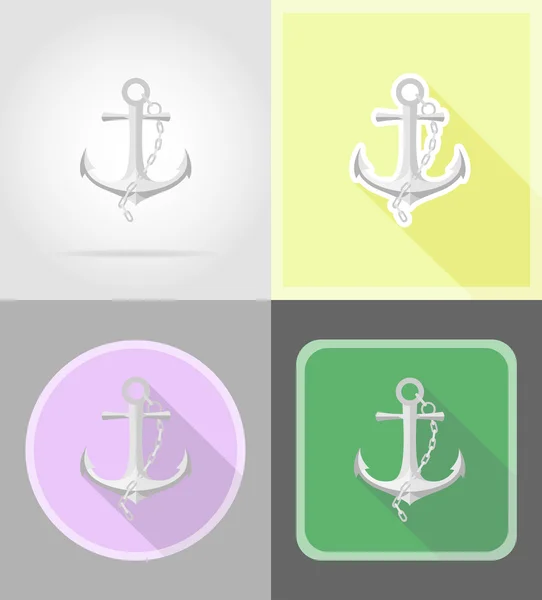 Anchor icone piatte illustrazione vettoriale — Vettoriale Stock