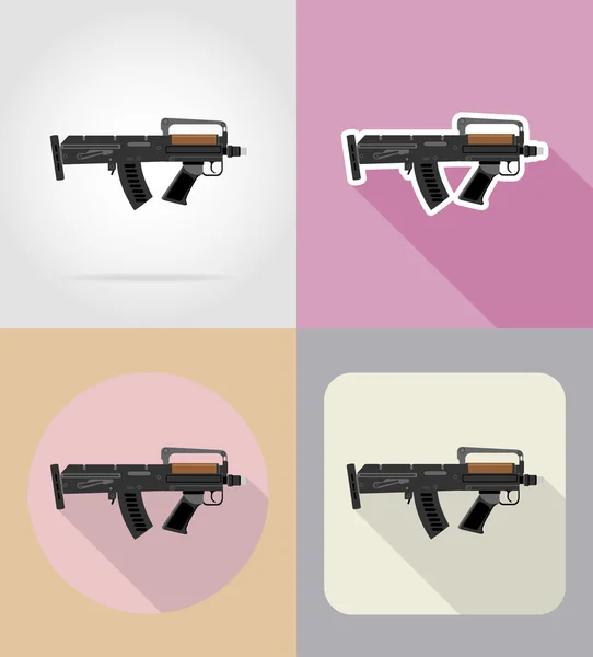 Moderne wapen vuurwapens plat pictogrammen vectorillustratie — Stockvector
