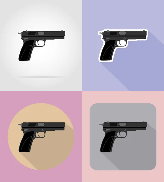 Arma moderna armas de fuego iconos planos vector ilustración — Vector de stock