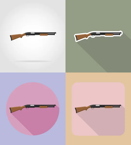 Arma moderna armas de fuego iconos planos vector ilustración — Vector de stock