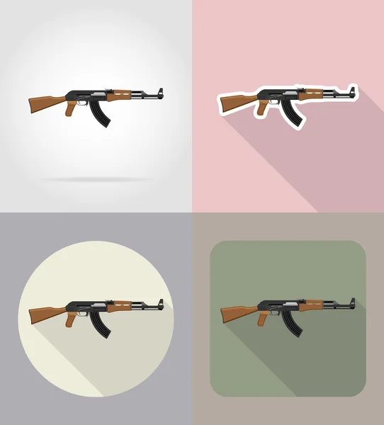 Moderne Waffen Schusswaffen flache Symbole Vektor Illustration — Stockvektor