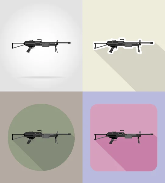 Arma moderna armas de fuego iconos planos vector ilustración — Vector de stock