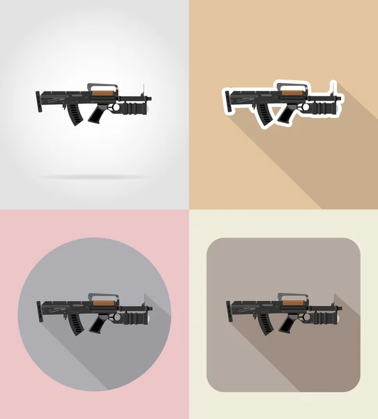 Moderne Waffen Schusswaffen flache Symbole Vektor Illustration — Stockvektor