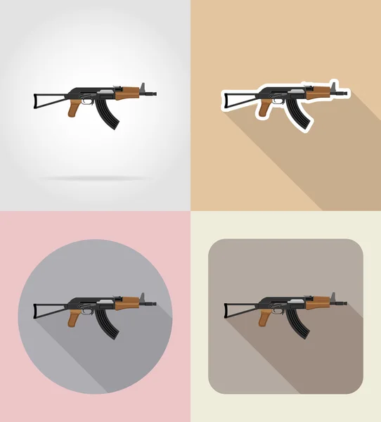 Moderne Waffen Schusswaffen flache Symbole Vektor Illustration — Stockvektor