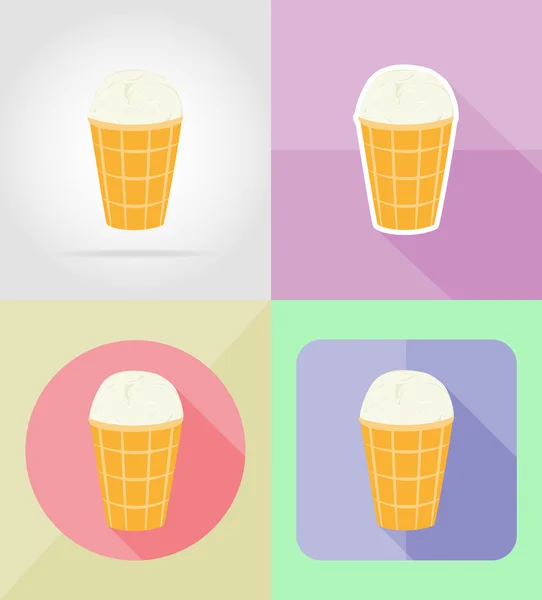 Helado iconos planos vector ilustración — Vector de stock