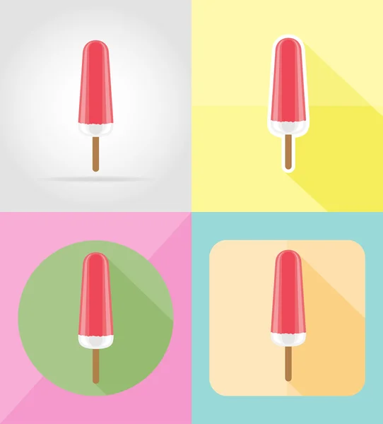 Ícones lisos de sorvete ilustração vetorial — Vetor de Stock