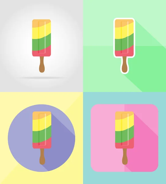 Ice cream flat icons vector illustration — Stock Vector