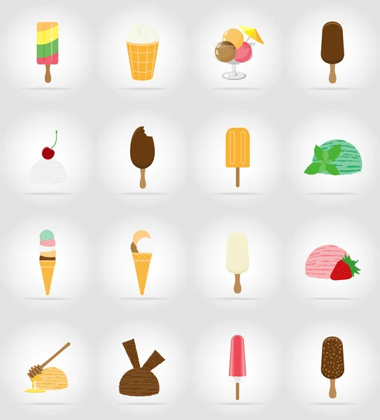 Helado iconos planos vector ilustración — Vector de stock