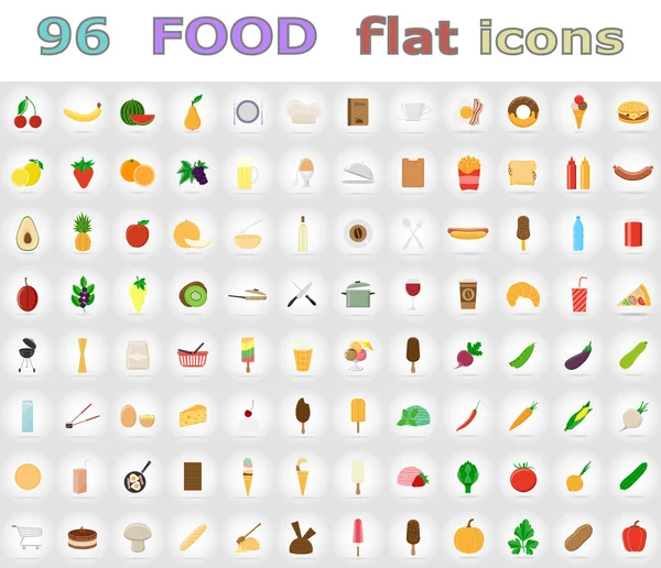 Харчові плоскі ікони Векторна ілюстрація — стоковий вектор