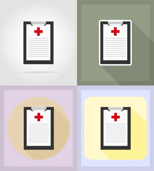 Objetos y equipos médicos iconos planos ilustración — Vector de stock