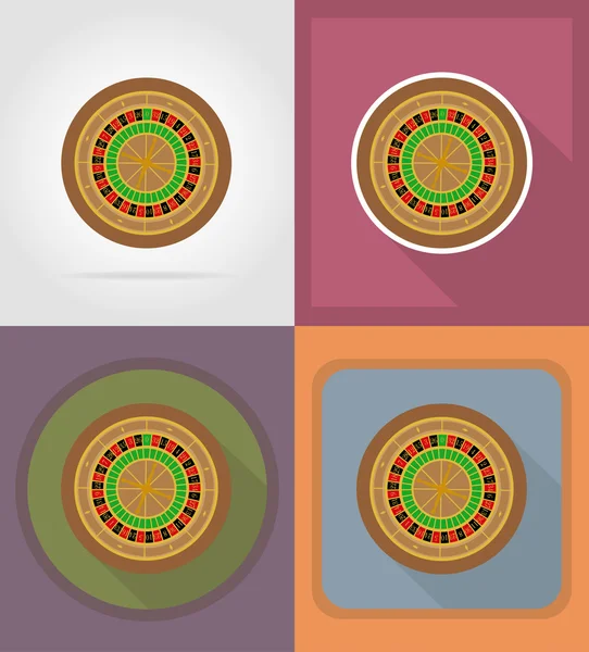 Casino van objecten en apparatuur plat pictogrammen illustratie — Stockvector