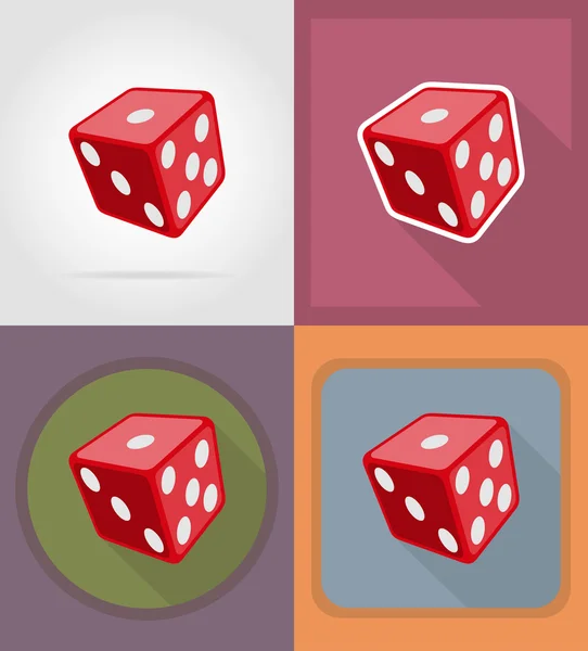 Ilustración de iconos planos de objetos y equipos de casino — Vector de stock
