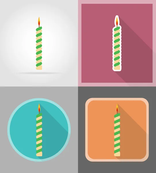 Ljus för födelsedag kaka platt ikoner vektor illustration — Stock vektor