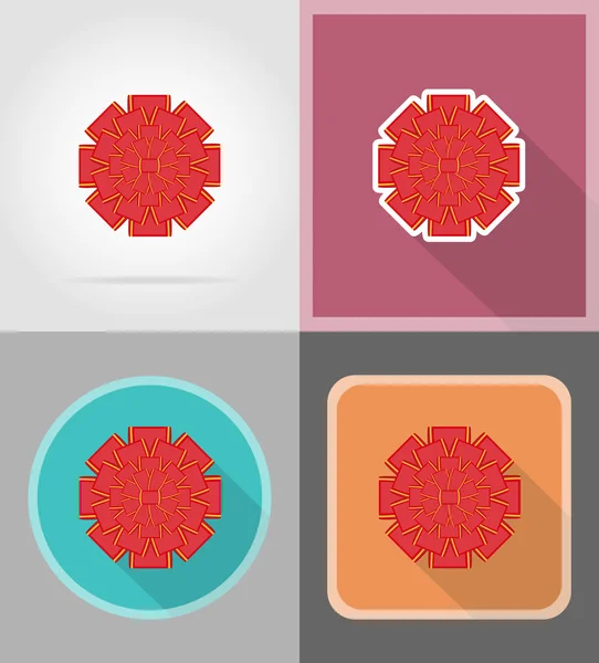 Arco rojo para regalo iconos planos vector ilustración — Vector de stock