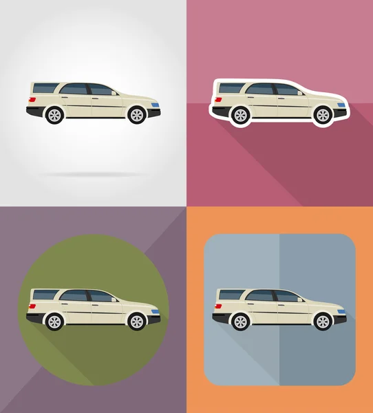 Auto transport plat pictogrammen vector illustratie — Stockvector