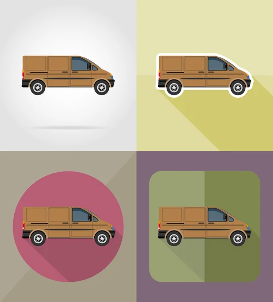 Minibuss platt ikoner vektor illustration — Stock vektor