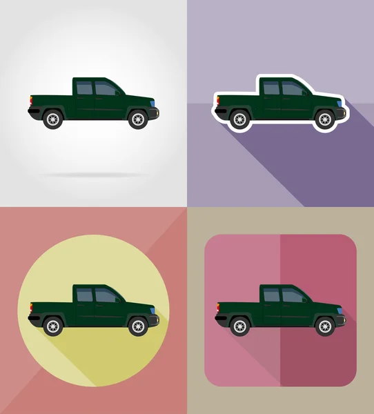 Carro transporte pick-up ícones planos vetor ilustração —  Vetores de Stock