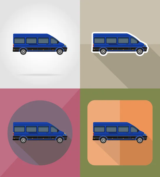 Mini bus flat icons vector illustration — Stock Vector