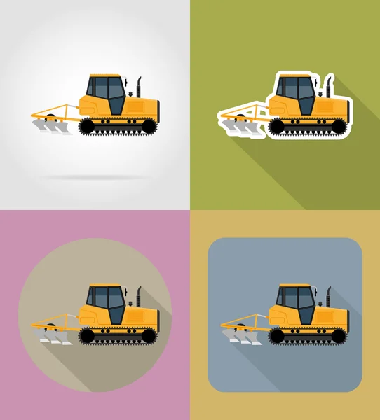 Oruga tractor iconos planos vector ilustración — Archivo Imágenes Vectoriales