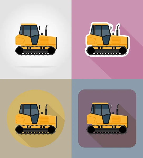 Caterpillar traktor platt ikoner vektor illustration — Stock vektor