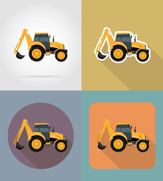 Tractor iconos planos vector ilustración — Archivo Imágenes Vectoriales