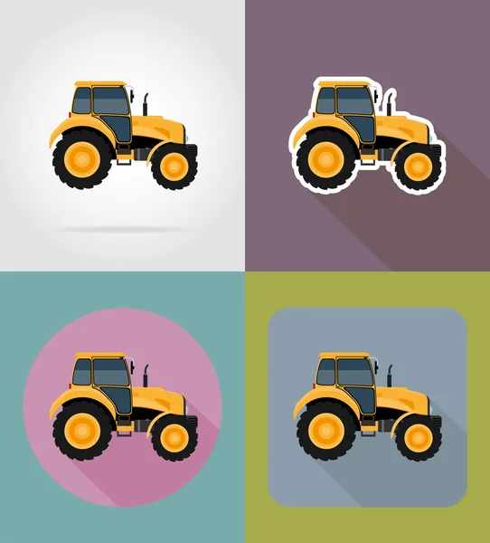 Tractor iconos planos vector ilustración — Archivo Imágenes Vectoriales