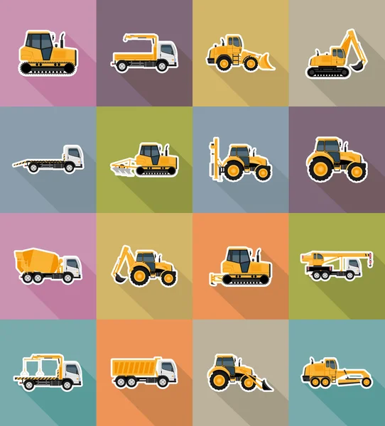Automobile transport for repair and construction flat icons vect — Stock Vector