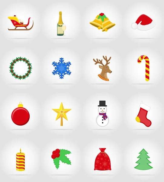 Christmas and new year flat icons vector illustration — Stock Vector